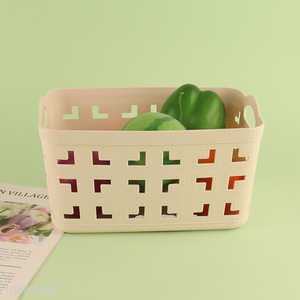 Hot selling multi-use plastic hollow storage basket desktop organizer