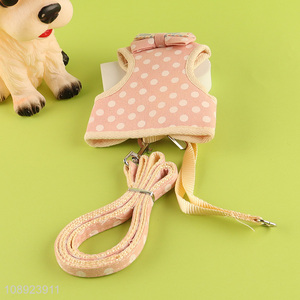 Online wholesale pink adjustable dog harness and leash set