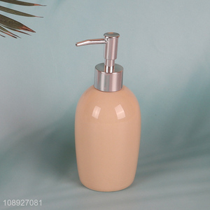 Good quality refillable ceramic soap dispenser bottle with silver pump