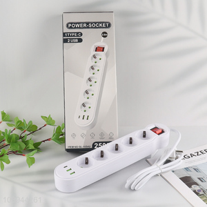 Hot Selling European Power Strip with <em>1</em> Type-C 2 USB Charging Ports