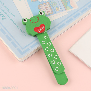 Factory Price Cartoon Frog Shape Wooden Bookmark for Kids Boys Girls