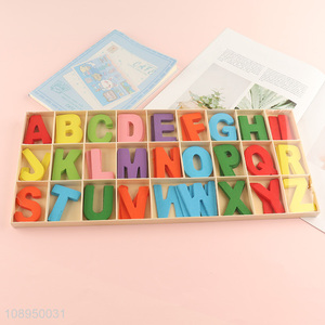 Wholesale Early Learning Toys Colorful Wooden Alphabet with Storage Tray