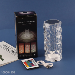 New Product Crystal Table Lamp USB Charging RGB Remote & Touch Control Rose Night Light