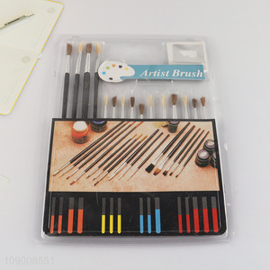 Good Quality 15PCS Plastic Handle Paint Brush for Acrylic Painting