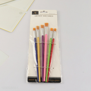 New Arrival 6PCS Plastic Handle Paintbrush Acrylic Paint Brush Set