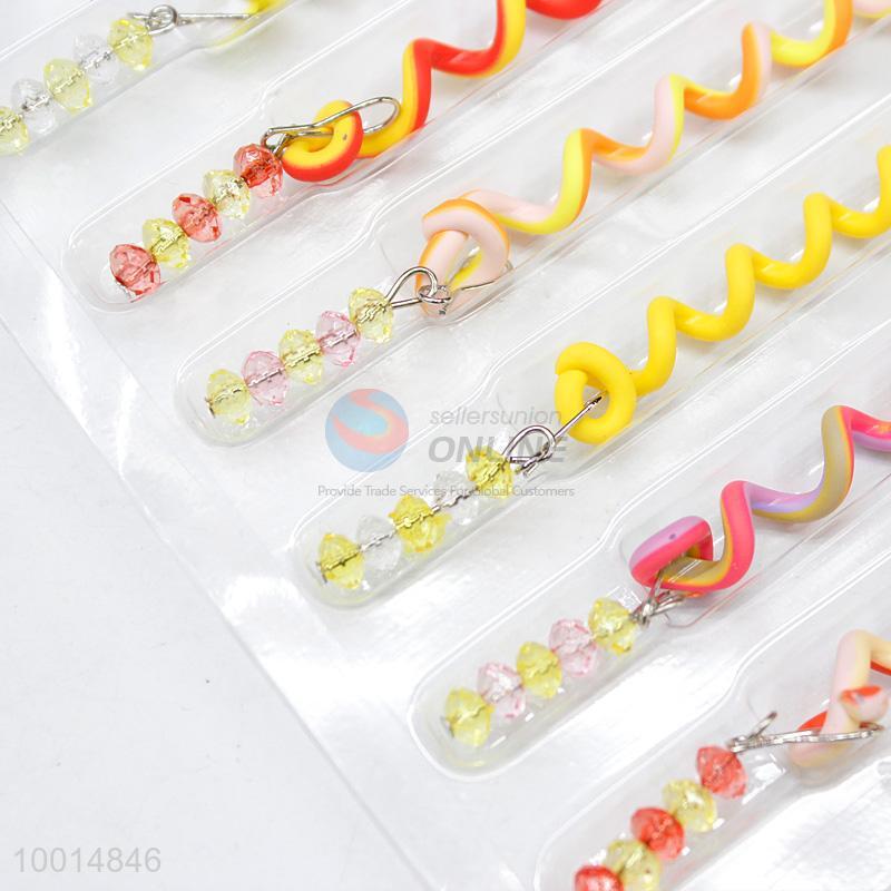 6pcs Set Colorful Polymer Clay Twists Hair Band Decoration