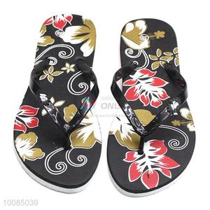 Hot sale summer black EVA lady printing flip flops