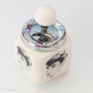 Vintage Audrey Hepburn Printed White Ceramic <em>Ashtray</em>