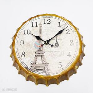 Best selling bottle cap shape iron wall clock quartz clock