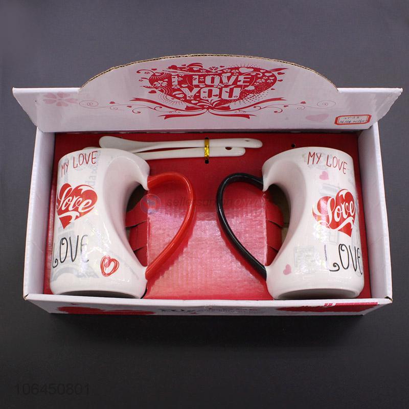 Wholesale Lover S Couple Coffee Mugs Ceramic Mug Valentine Day Gift Cups And With Spoon Sellersunion Online