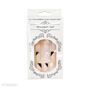 Popular Ladies Pink Press On <em>Nails</em> Pre-Glued <em>Artificial</em> Nail Tips