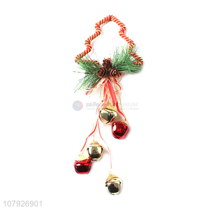 New product Xmas hanging decorations hanging colorful Christmas bell with wreath