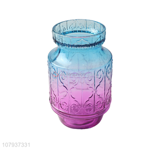 Wholesale gradient stained glass vase colored flower arragement vase