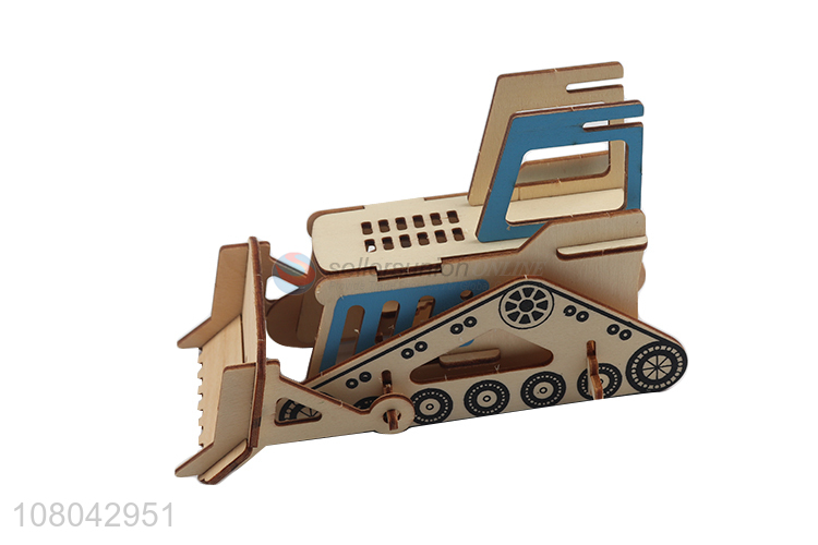 High quality 3D wooden bulldozer puzzle for adults and children