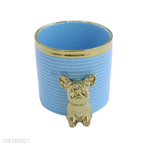 Factory wholesale blue mini ceramic <em>flowerpots</em>