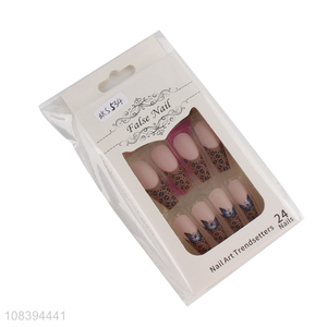 Hot product delicate fake <em>nails</em> hand painted long <em>artificial</em> <em>nails</em>