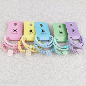 Online wholesale candy color <em>bow</em> <em>tie</em> braided hair rope hair ring for girls