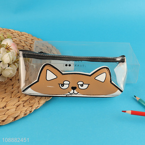 Factory supply cartoon transparent students pvc pencil bag