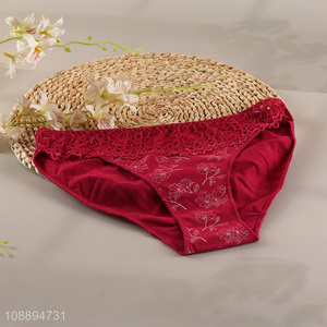 Popular products red mid waist women sexy lace cotton <em>underwear</em>