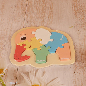 Yiwu market elephant shaped wooden 3d <em>puzzle</em> <em>toy</em> jigsaw <em>toy</em>