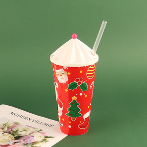 Wholesale 500ml <em>Christmas</em> Plastic Cup with Lid & Straw for <em>Gifts</em>