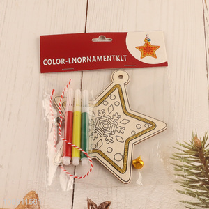 New Product DIY Coloring <em>Christmas</em> Wooden <em>Star</em> Pendants Wooden Ornaments