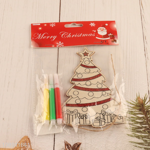 New Product Unfinished DIY Coloring Wooden Christmas Tree Hanging Ornament