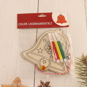 Factory Supply DIY Coloring Wooden <em>Bell</em> <em>Christmas</em> Tree Hanging Ornaments