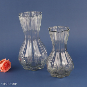 China wholesale <em>glass</em> clear flower vase hydroponic vase for home decor