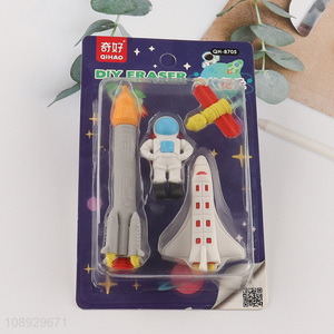 Factory price cartoon students stationery eraser set for sale