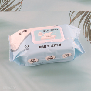 Good Quality 100PCS Thick Skin-Friendly Soft <em>Baby</em> Hand and Face <em>Wipes</em>