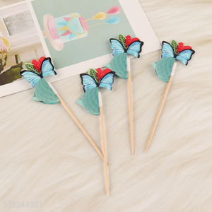 Hot Selling 4PCS Butterfly Cupcake Toppers Cupcake <em>Toothpicks</em>