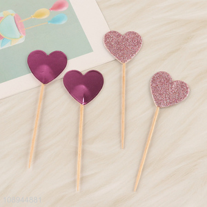 High Quality 4PCS Heart Cupcake Toppers Cupcake Fruit <em>Toothpicks</em>