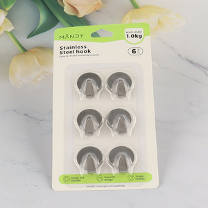 Factory Supply 6PCS Round Adhesive Wall Hooks Waterproof <em>Towel</em> Hooks