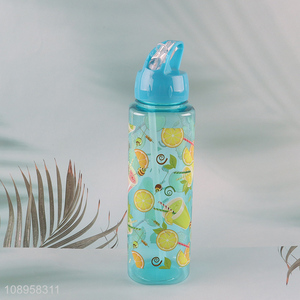 Hot Selling Portable Plastic Water Bottle with Flip Straw for Women