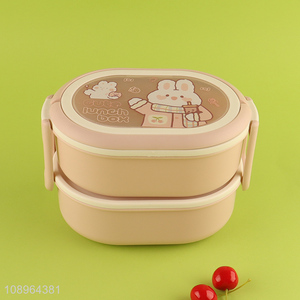 Good Quality 2 Layers Plastic <em>Bento</em> <em>Box</em> Cartoon Lunch <em>Box</em> for Kids