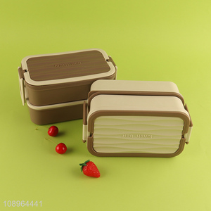 Factory Price 1800ML 2 Layers Plastic Bento Lunch Box for Students Adults