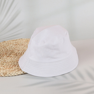 Hot sale white simple cotton <em>bucket</em> <em>hat</em> fisherman <em>hat</em> wholesale