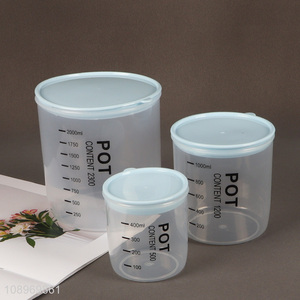 China factory round 3pcs clear plastic food container storage jar