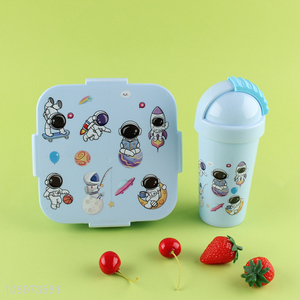 Wholesale Cute Plastic Bento Lunch Box and Water Cup Set for Kids