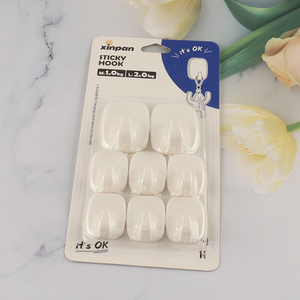 Best sale 8pcs white heavy duty sticky hook adhesive hook set