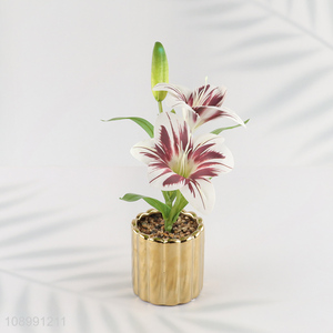 China factory plastic artificial potted <em>plant</em> with ceramic flower <em>pot</em>