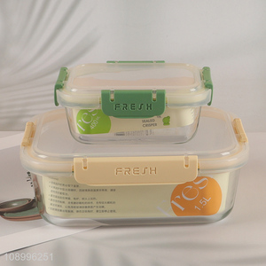 Wholesale 400ML 1500ML Glass Food Container <em>Meal</em> Prep Container with Airtight Lid