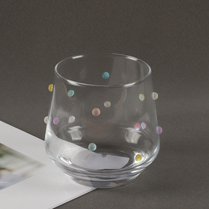 Wholesale Colorful Dots Glass Water <em>Cup</em> Stemless <em>Wine</em> Glasses Tumbler