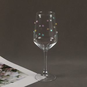 Wholesale Colorful Dots Long Stemmed <em>Red</em> <em>Wine</em> Glasses for Wedding Anniversary