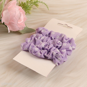 New Arrival 4PCS Soft Floral Print Hair Scrunchies for Thick Hair