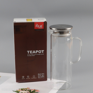 Yiwu market clear large capacity 1200ml glass water jug tea <em>pot</em>