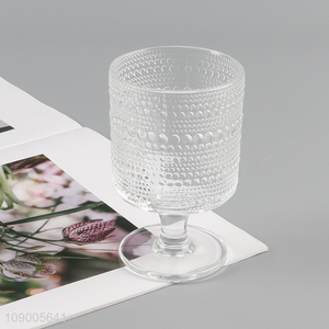 Yiwu market clear glass embossed goblet creative <em>coffee</em> <em>cup</em> wine glasses