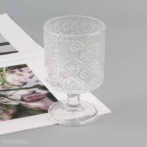 Top quality clear glass embossed <em>coffee</em> <em>cup</em> juice <em>cup</em> wine glasses