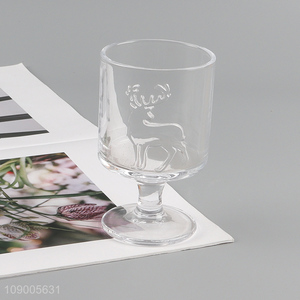 Hot selling clear glass embossed goblet <em>coffee</em> <em>cup</em> juice <em>cup</em> champagne glasses